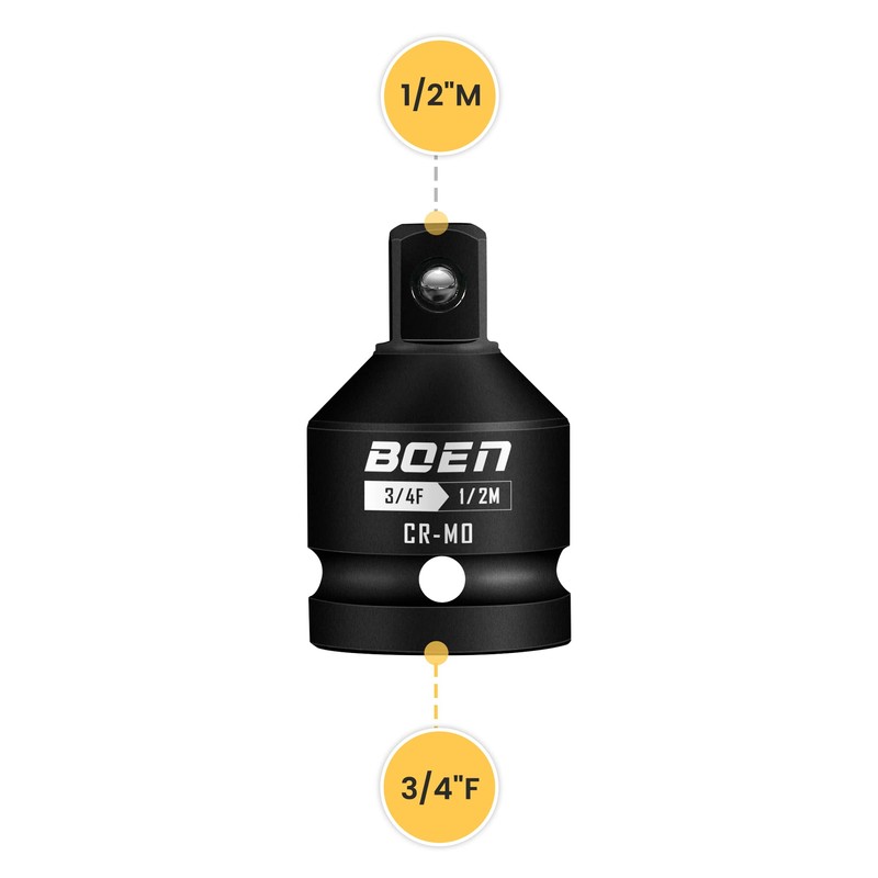 Mr.wintek 3/4" F to 1/2" M Impact Socket Adapter, Cr-Mo