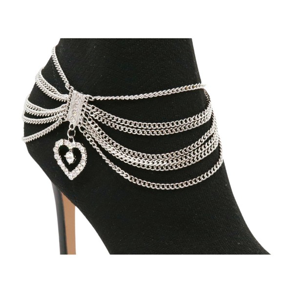 Alwasytyle4you Women Silver Metal Chain Boot Bracelet Shoe Anklet Heart