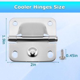 PWEOW Cooler Stainless Steel Hinge for Coleman Camping Cooler 5235 5250 5286b 6262 6270, for Coleman Ice Chest Hinges, with Screws, 4-PCS