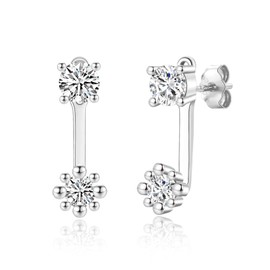 CERSLIMO Silver Stud Earrings for Women Girls - S925 Sterling Silver Earrings, Drop Dangle Cubic Zirconia Stud Earrings | Hypoallergenic Silver Earrings Jewellery Gifts