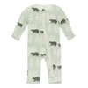 KicKee Pants Print Muffin Ruffle Coverall with Zipper (Aloe Bears