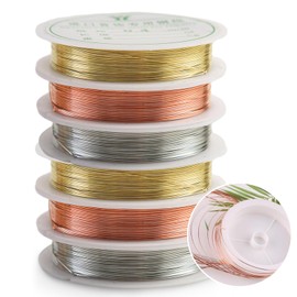 Lithyc 6 Rolls of Craft Wire, Copper Wire, Craft Wire, Thin Decorative Wire, Bead Wire, Jewellery Wire for Beading, Crafts and Jewellery Making (3 Colours)