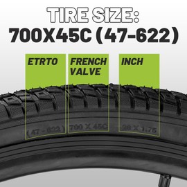 MAKELEN Foldable Bike Tires for Gravel & Commuter Bikes, 700x40c/700x45c, High-Traction All-Terrain Replacement Tires for City Hybrid Urban Cycling (Black(2 Tires&2Tubes), 700x45c)
