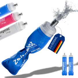 zeitgeist OUTDOOR Soft Flask 500 ml FRX Pro (Set of 2) Running Bottle, TPU, BPA-Free, Folding Bottle, Foldable Water Bottle for Running, Trail, Running, Cycling, Jogging, Sports (Blue)