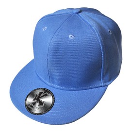 Underground Kulture Plain Sky Blue Flat Peak Fitted Baseball Cap Blank Streetwear Hat 7 5/8"