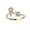 HIJONES Women's Initial Letter Open Ring with Cubic Zirconia Stackable