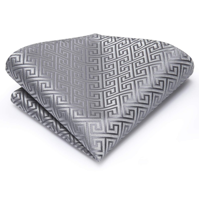 Hi-Tie Mens Tie Lapel Pin Set Pocket Square Cufflinks Woven