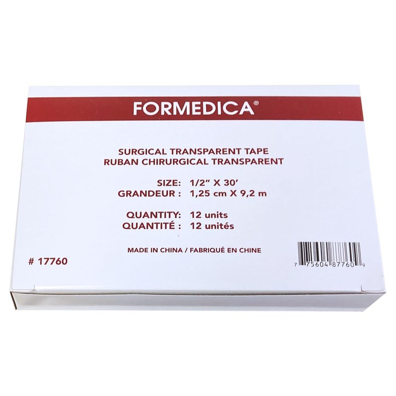 FORM-AID - Surgical Tape - 12 Rolls - Transparent, Hypoallergenic,