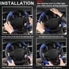 GIANT PANDA Microfiber Leather Steering Wheel Cover for Honda Accord,Civic,CR-V,HR-V,Pilot(Diamond-Pattern-Black+Blue-Standard