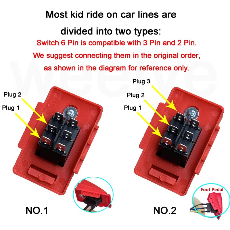 weelye 2 Pcs Kids Electric Ride On Car Motorcycle Foot