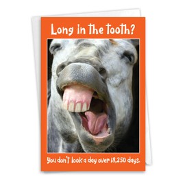 NobleWorks 50th Birthday Milestone Greeting Card with 5 x 7 Inch Envelope (1 Card) Horse Teeth - 50 C10675MBG