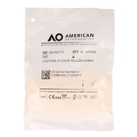 American Orthodontics Ligatures 20 Stick Yellow | 50 Sticks/1,000 Per Pkg | Made in the USA | Hypo-Allergenic, Non-Latex, Medical Grade Polyurethane Elastic Bands | .045 Inner / .115 Outer Diameter