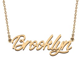 HUAN XUN 18K Gold Elegant Customized Name Necklace Brooklyn for Best Friend Birthday Gifts