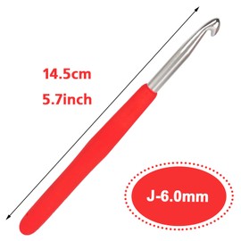 Coopay Crochet Hooks 6.0 mm, Pack of 2 Small Crochet Hooks for Amigurumi and Fine Crochet, Lace Crochet Hooks with Soft Handle, Small Crochet Hooks, Ergonomic TPR Handle Crochet Hooks, 6.0 mm