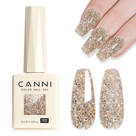 CANNI Glitter Gel Nail Polish 1pcs 9ml Soft Amber Sparkle Soak Off UV LED Nail Gel Dawn Crystal Flash Series Nail Art Manicure Salon DIY