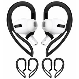 2 Pairs Ear Hooks Compatible with AirPods 3, 2, 1 and Pro - 360 Rotation, Adjustable Length, Anti-Slip Sport Outdoor Earhooks Tips Holder - Black