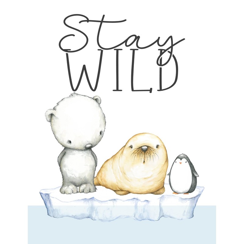 Stay Wild Watercolor Arctic Animals Nursery Unframed Print Cute Polar