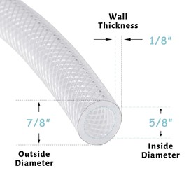 DAVCO 5/8" ID - 25 ft Heavy Duty Braided Clear Plastic Vinyl Tubing with 2 Stainless Clamps, Flexible High Pressure Reinforced PVC Plastic Tube Hose, Non-toxic, BPA Free