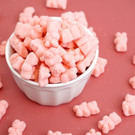 Pink Gummy Bears Sugared, 2.2 Pound Bag, Pink Candy Strawberry Flavored, The Hampton Popcorn & Candy Company