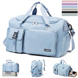 YOUYIKE Sports Bag for Men and Women, Large Sports Bag with Backpack Function, 42 L Waterproof Travel Bag with Shoe Compartment, Wet Compartment, Waterproof Travel Bag, Gym Bag, Training Bag, blue,