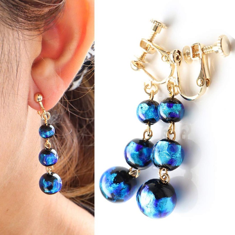Gold Stone Firefly Glass Earrings, For Both Ears, Swing, Okinawa,