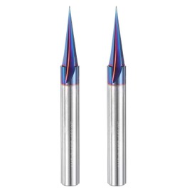 uxcell 2 Pcs 15 Degree V Groove Engraving Router Bit for CNC Tip and 3 Flutes 1/4 Inch Shank Carving Bit Nano Coated Carbide End Mill for Carving Engraving