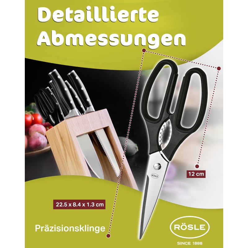 Rosle Scissors, for the Kitchen, for Cooking, Stainless Steel Blade,