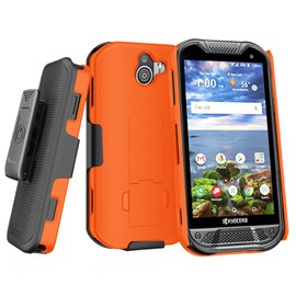 BELTRON Case with Belt Clip Holster for Kyocera DuraForce Pro 2, Heavy Duty Slim Shell Holster Combo w/Built-in Kickstand for Kyocera E6900 E6910 E6920 (AT&T FirstNet Verizon) - Safety Orange