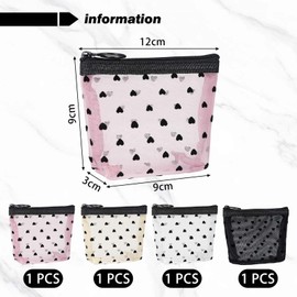 4 pieces printed make-up bag, mini mesh storage, portable toiletries, travel supplies.