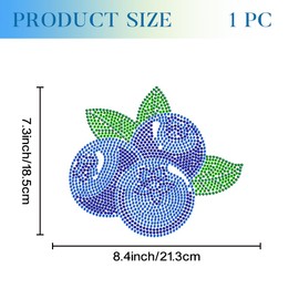 GOMAKERER 1 Pc Blueberry Pattern Rhinestone Iron on Hotfix Transfer Decal, Bling DIY Patch Clothing Repair Applique T-Shirt Vest Shoes Hat Jacket Decor Clothing DIY Accessories
