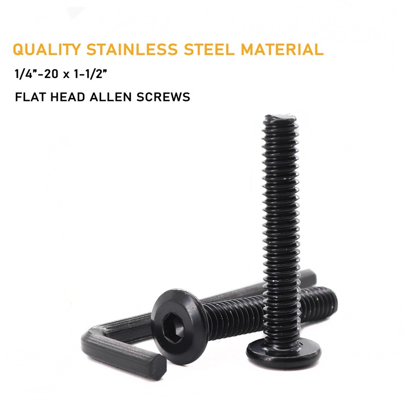 binifiMux 10pcs 1/4"-20 x 1-1/2" Black Rivet Countersunk Socket Cap