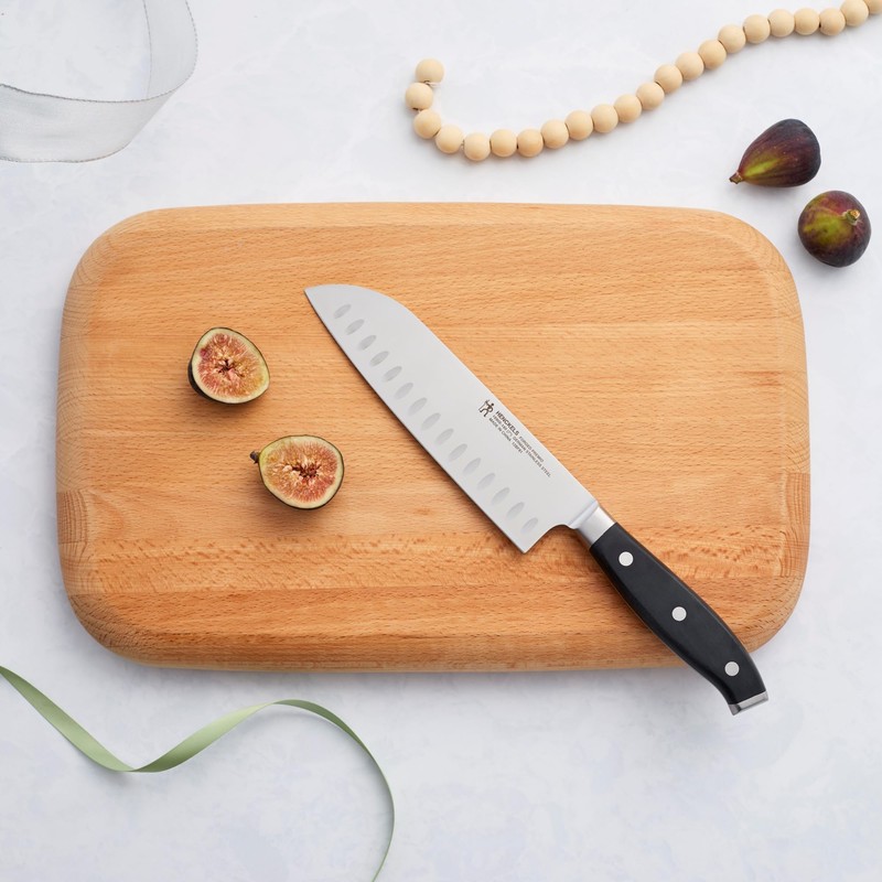 Henckels Forged Premio Hollow Edge Santoku Knife, 7-inch, Black/Stainless Steel