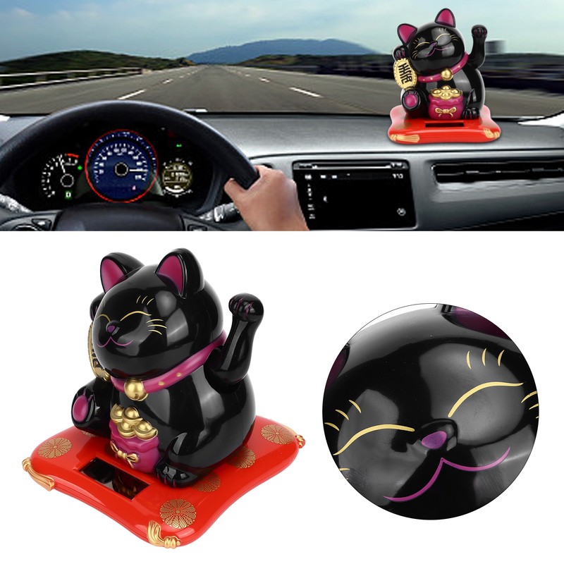 Lucky Cat Solar Powered Cute Decorative Wealth Welcoming Waving Fortune