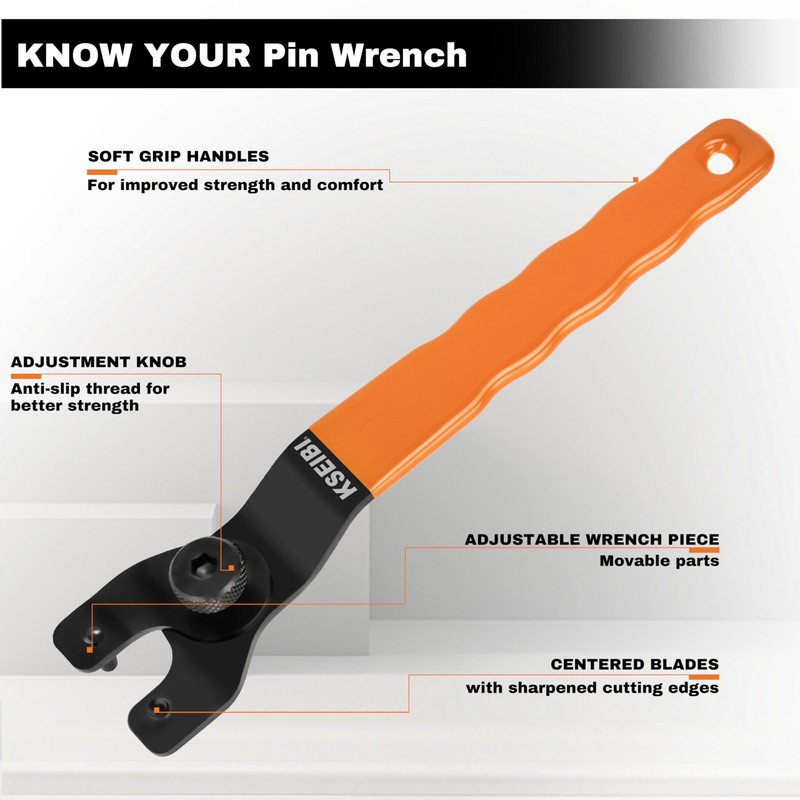 KSEIBI 689048 Universal Adjustable Pin Angle Grinder Wrench for Flange
