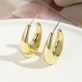 ALRNBY Gold Hoop Earrings Chunky Flower U-shaped Triangle Drop Dangle Earrings for Women Girls Statement Trendy Acrylic Lightweight (U-shaped)
