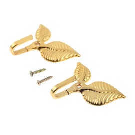 Hicello 2Pcs Curtain Holdbacks Tieback Hooks Multifunctional Wall Hook Gold Vintage Leaf Design