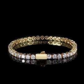 18K men's moissanite diamond bracelet, round cut real diamond women's fashion accessory high-end jewelry ﻿ ﻿ (18K gold, 8.0in)