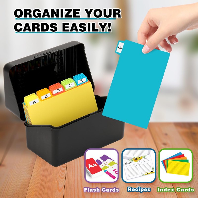 H4D Index Card Holder 3x5 Inches with 25 Plastic Dividers,