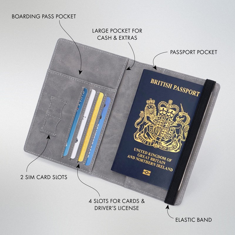 THE MASONIC COLLECTION Passport Holder in Blue/Grey Colour - Embossed