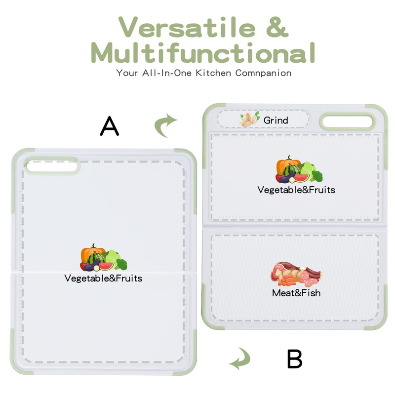 Multi-Functional Foldable Cutting Board with Measurement Markings, Non-Slip Surface &