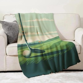 Turamurra Golf Course Throw Blanket 50"x60", Sports-Themed Blankets for Living Room Bedroom Decor, Soft Flannel Plush Gifts for Golf Lovers Adults Kids