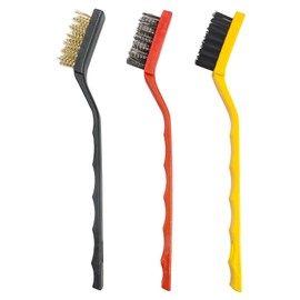 Wire Brushes, 3 Pieces Mini Wire Brush, Wire Brush Set, Stainless Steel Brass and Nylon Bristles, Small Wire Cleaning Brush for Cleaning Welding Slag, Dirt and Rust