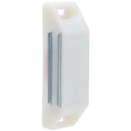 Merriway® BH00394 (2 Pcs) Heavy Duty Magnetic Cupboard Cabinet Door Catches, Large 63 x 18 mm White with Single Plate and Screws, 8 kg Pull Strength - Pack of 2 Pieces