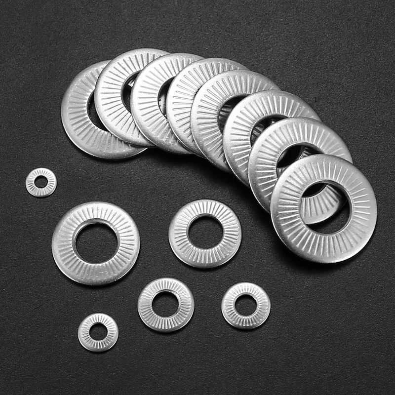 128 Pcs Knurled Conical Spring Washers, Stainless Steel Serrated Conical