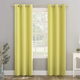 Sun Zero Riley Kids Bedroom Blackout Grommet Curtain Panel, 40" x 63", Lemon Yellow