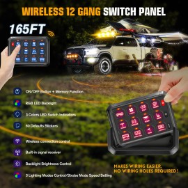 12V 24V Off Road Led Light Controller 12 Gang Switch Panel Wireless RGB with Overload Protection RelaySpecification: 12 gang switch panel wireless