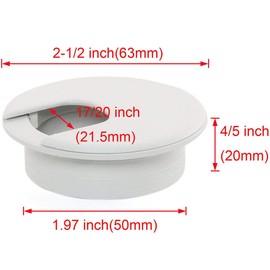 4pcs 2 Inch Desk Wire Cord Cable Grommets Hole Cover for Office PC Desk Cable Cord Organizer Plastic Cover (White-4Pcs)