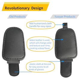 Yuoyar Magnetic Leather Sunglasses Holder for Car - 2 Packs