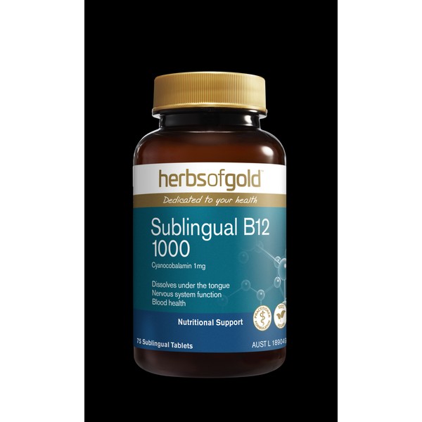 Herbs of Gold Sublingual B12 1000 75 Tablets