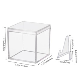 Hooqict 4 Pack Championship Ring Display Case Clear Acrylic Display Case Mini Baseball Softball Ring Holder Single Ring Display Box Stand 1 Slot Ring Hole Storage Box Gift for Sports Fans, 2.16 Inch